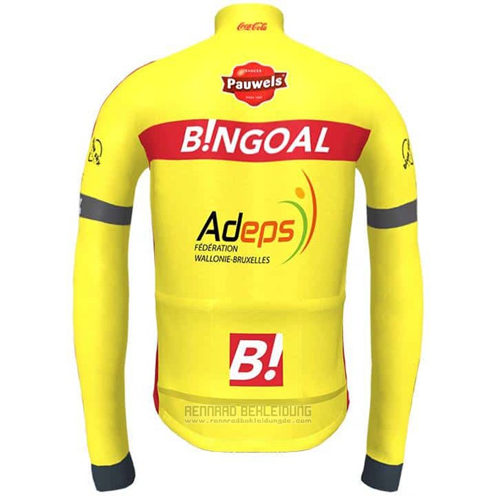 2021 Fahrradbekleidung Wallonie Bruxelles Gelb Trikot Langarm und Tragerhose - zum Schließen ins Bild klicken